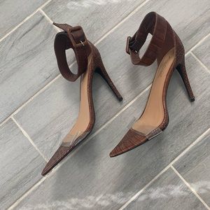 Embossed croc and clear heels